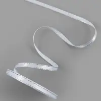 Лента атласная, с серебряным люрексом, 6 мм, 23&plusmn;1 м, белая №001