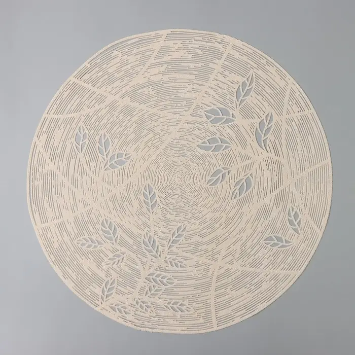Салфетка сервировочная на стол &laquo;Листья&raquo;, d=38 см, цвет бежевый