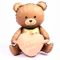 Шар фольгированный 42" &laquo;Медвежонок с розовым сердцем&raquo;, матовый, цвет шоколадный, под воздух