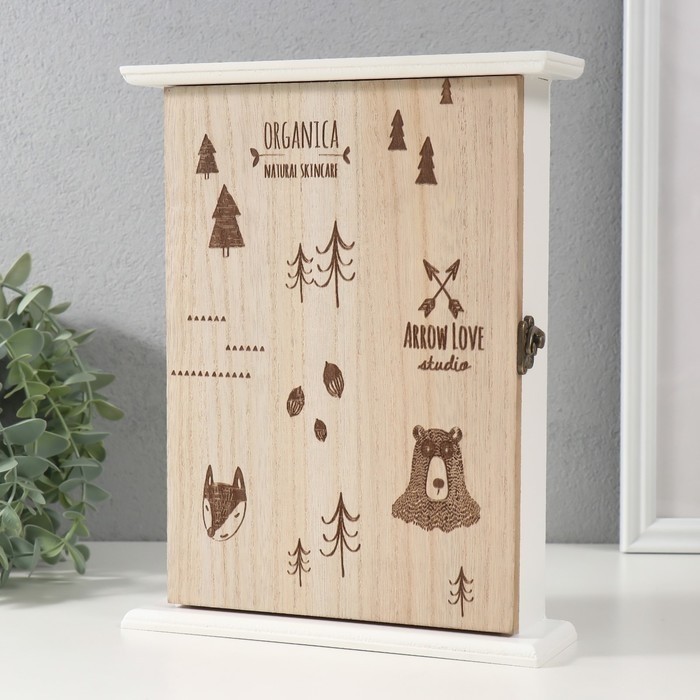 Ключница дерево 5 крючков "Лесные звери" 6х20х25,8 см