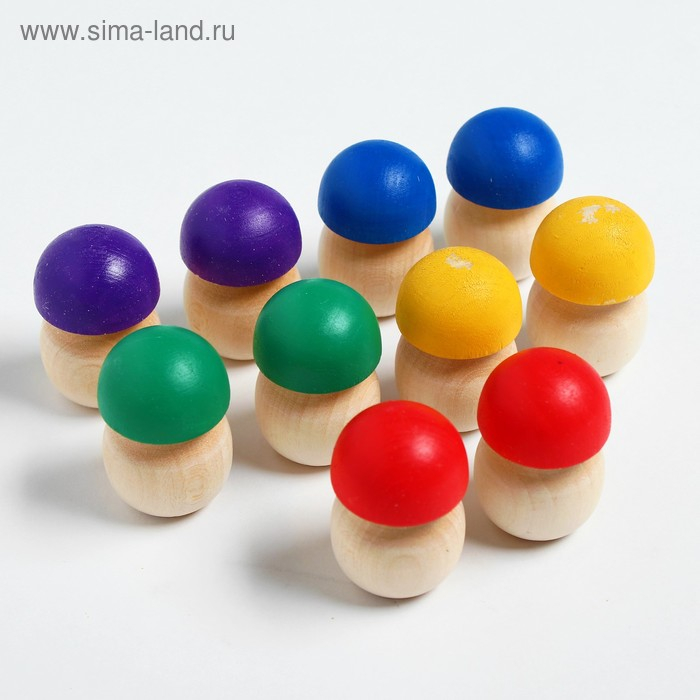 Счётный материал &laquo;Грибочки&raquo;, 10 шт., с цветными шляпками, размер 1 шт: 4.2 &times; 2.8 см, цвет МИКС