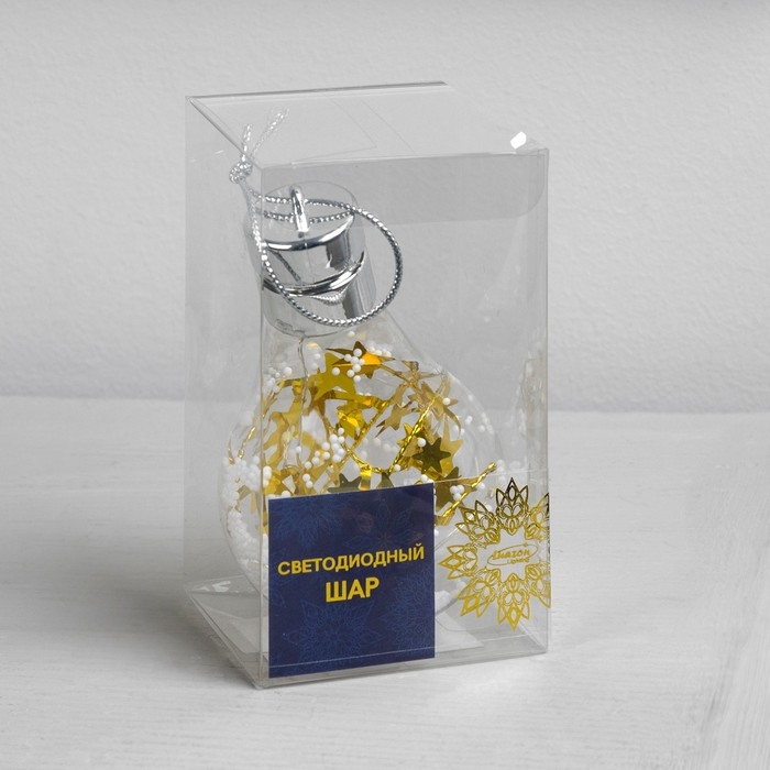 Ёлочный шар &laquo;Шишки с желтой мишурой&raquo;, батарейки, 5 LED, свечение белое