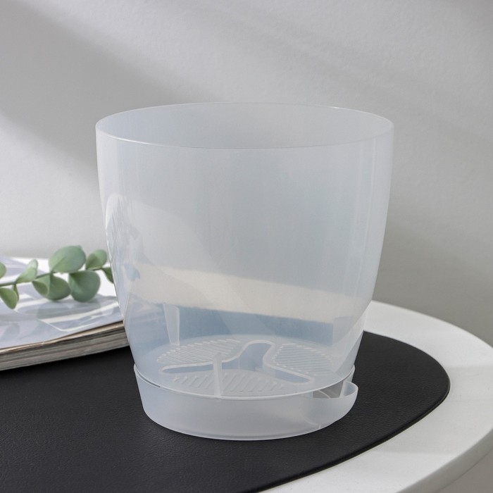 Горшок для цветов с поддоном &laquo;Адель&raquo;, 1,5 л, пластиковый, цвет прозрачный