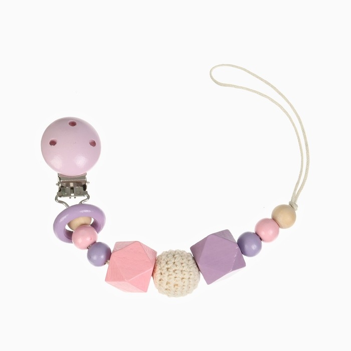 Держатель для соски - пустышки &laquo;Колечко&raquo;, деревянный, цвет розовый