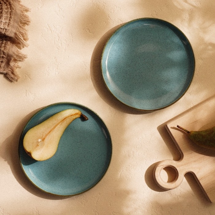 Набор тарелок фарфоровых SL Home &laquo;Аззура&raquo;, d=20,3 см, цвет бирюзовый