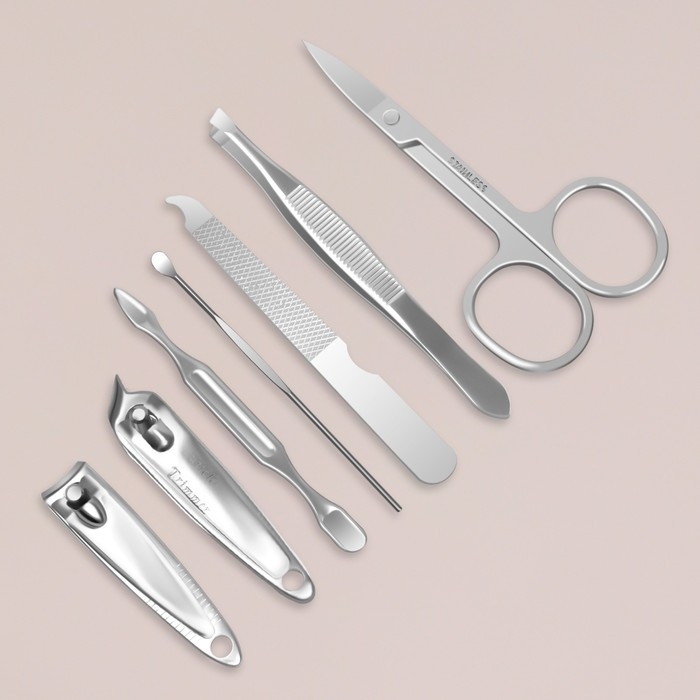 Набор маникюрный &laquo;TOUCH&raquo;, 7 предметов, PVC - чехол, цвет голубой