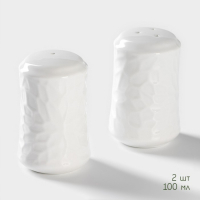 Набор фарфоровый для специй на бамбуковой подставке BellaTenero &laquo;Кракле&raquo;, 2 предмета: солонка, перечница, цвет белый