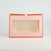 Складная коробка для цветов с окном &laquo;Цвети от счастья&raquo;, персиковая, 16 х 27 х 9 см