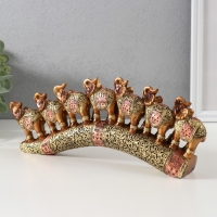 Сувенир полистоун "Семь африканских слонов в золотой, ажурной попоне" 10,7х29х4 см