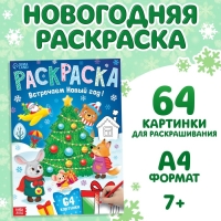 Раскраска новогодняя &laquo;Встречаем новый год&raquo;, 68 стр.