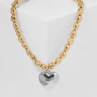 Кулон на декоративной основе &laquo;Сердце&raquo; объёмное, цвет золото с серебром, 40 см