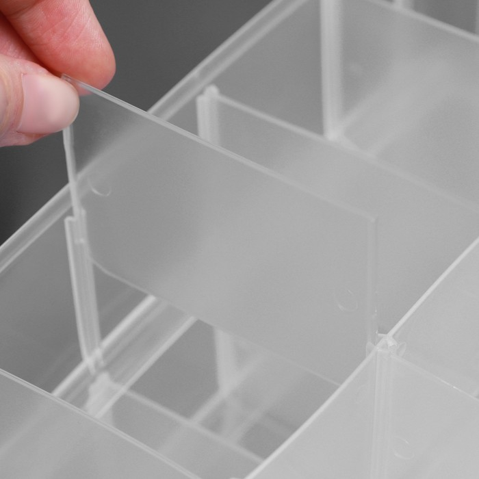 Органайзер для рукоделия, со съёмными ячейками, 3 яруса по 10 отделений, 24,5 &times; 16,5 &times; 18 см, с ручкой, цвет прозрачный