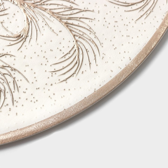 Салфетки сервировочные на стол Доляна &laquo;Павлин&raquo;, 2 шт, d=38 см, цвет бежевый