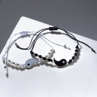 Браслеты &laquo;Неразлучники&raquo; инь-ян, блеск, цвет чёрно-белый, 7см