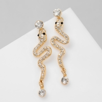 Новый год! Символ года 2025! Серьги со стразами &laquo;Змея&raquo; обольщение, цвет белый в золоте