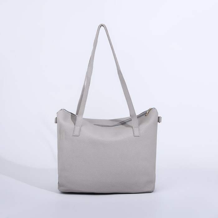Сумка женская тоут на молнии, цвет серый