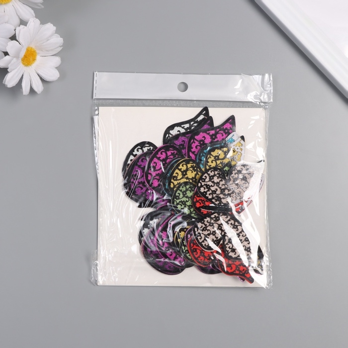 Наклейка бумага, пластик "Цветочные бабочки цветные" блёстки набор 12 шт 12 см, 10 см 8 см   1052426