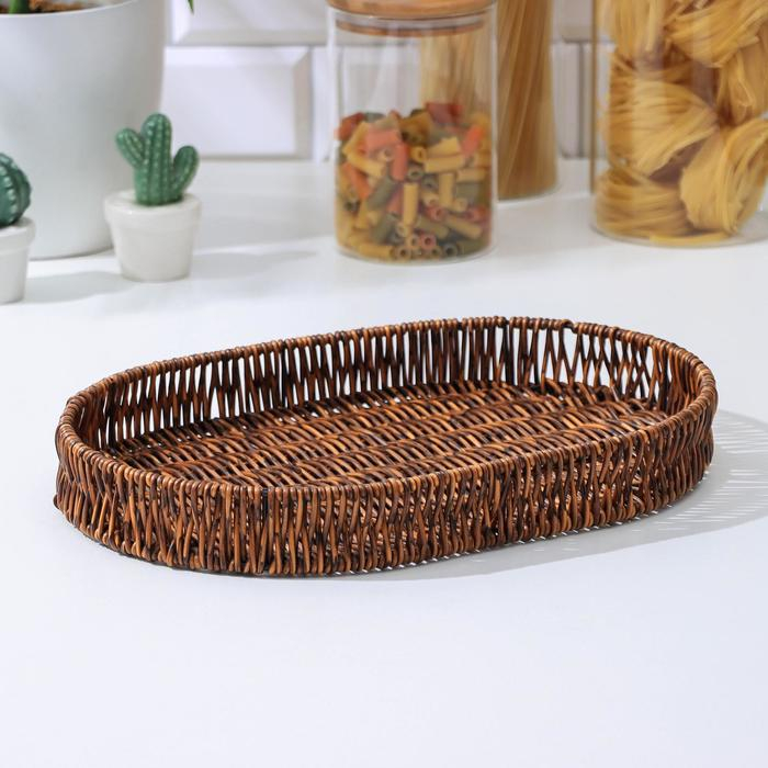Корзинка для подачи Доляна &laquo;Огайо&raquo;, 36&times;25&times;5 см, овальная, цвет коричневый