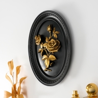 Панно интерьерное полистоун "Золотые розы" чёрный 18х3х23 см