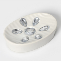 Набор аксессуаров для ванной комнаты Доляна &laquo;Дерево&raquo;, 4 предмета (дозатор 300 мл, мыльница, 2 стакана), цвет белый