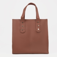 Сумка женская тоут на молнии, цвет коричневый