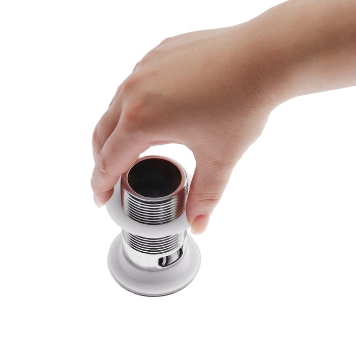 Донный клапан ZEIN BP1, 1 1/4", маленькая кнопка, с переливом, для раковины, хром