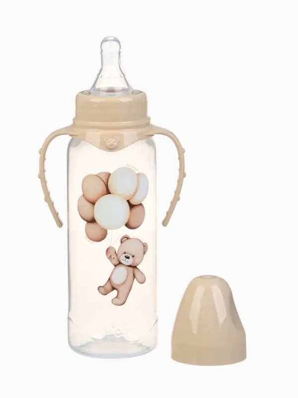 Новогодняя бутылочка для кормления &laquo;Baby Bear&raquo; 250 мл, цилиндр, бежевый Mum&Baby