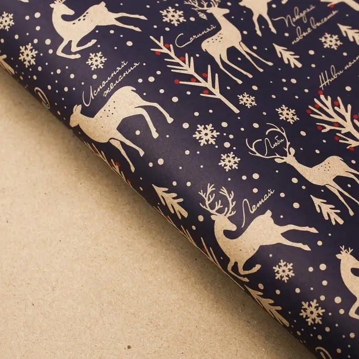Бумага упаковочная крафтовая &laquo;Зимняя сказка&raquo;, 50 х 70 см