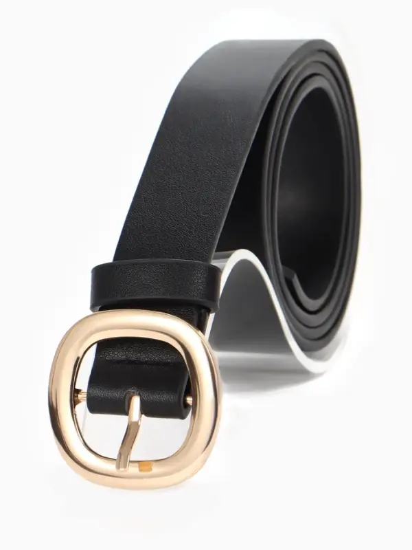 Ремень жен 05-01-01-01, Сент0825,  2,8*0,2*107 см, пряжка золото, 1 прок, черный