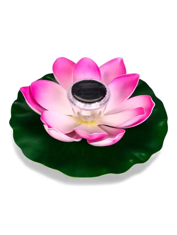 Садовый светильник для водоемов 28 х 28 х 9 см на солнечной бат-е "Лотос" лиловый N009