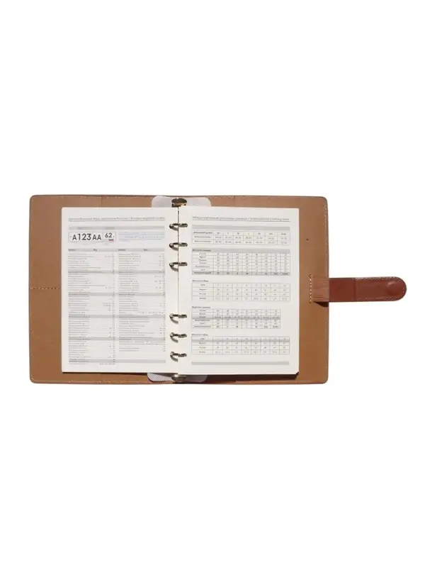 Органайзер на кольцах, C6, с хлястиком, 80л, линия, к/зам, Коричневый