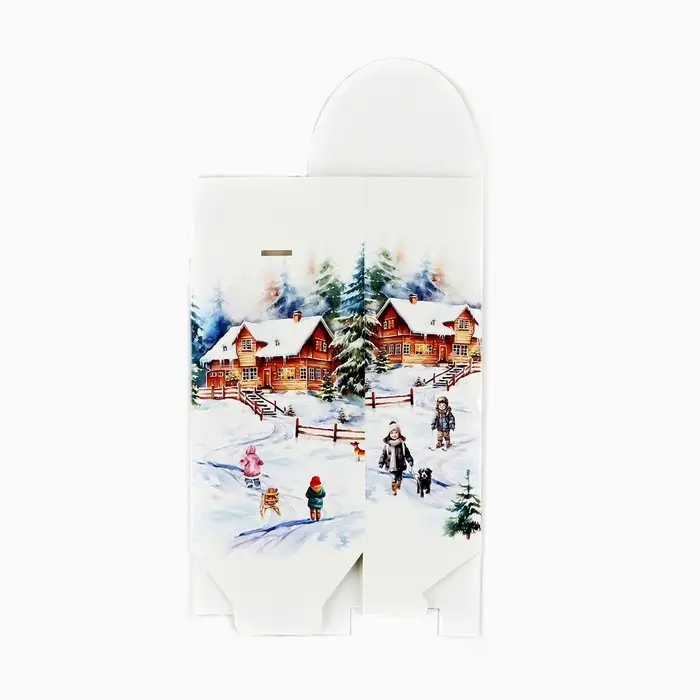 Коробка складная &laquo;Снежные домики&raquo;, 9&times;19&times;6 см