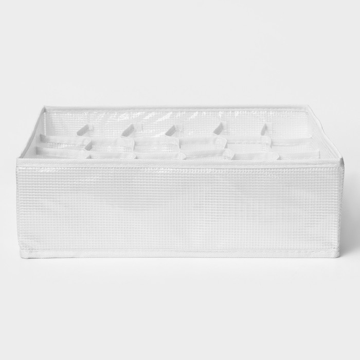 Органайзер для хранения белья LaDо́m, 24 ячейки, 32&times;32&times;10 см, цвет белый