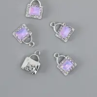 Декор для творчества металл, страз "Сумочка" сиреневый 1,7х1,2 см