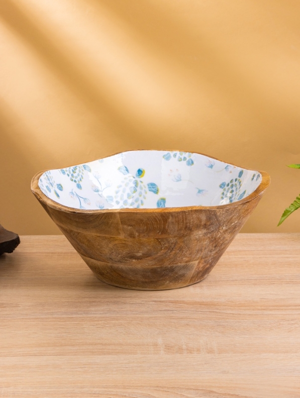 Салатник "Черепаха и цветы" дерево манго 29х29х11 см