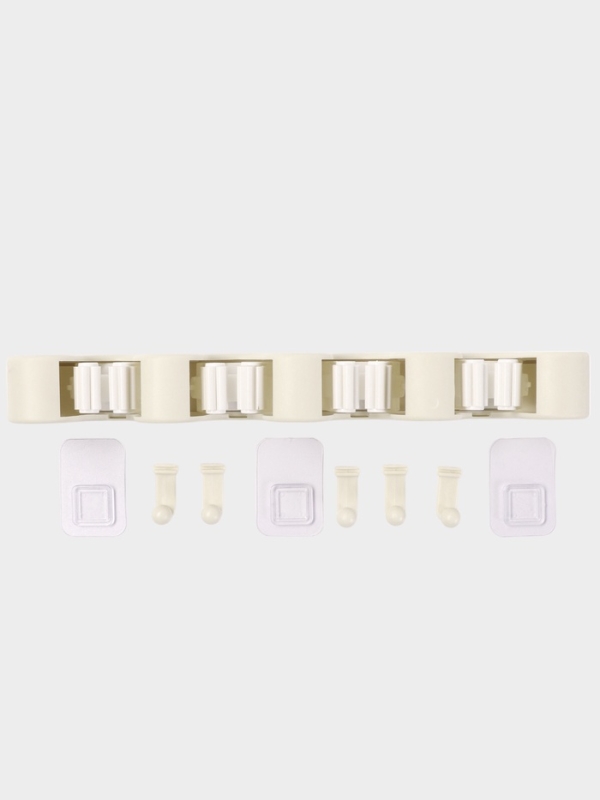 Держатель для швабр настенный самоклеящийся, 4 отделения, 33х6х6