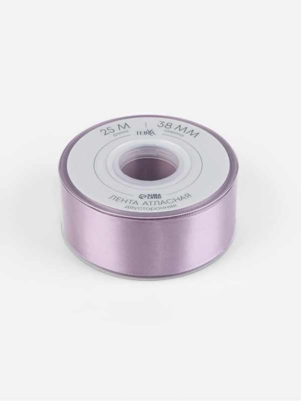 Лента атласная двухсторонняя №0434 38мм*25&plusmn;1м сиреневый TR
