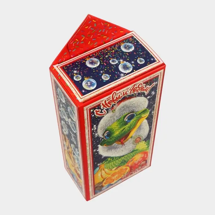 Подарочная коробка новогодняя Конфета малая "Лакомка" 20 x 10 x 6 см.