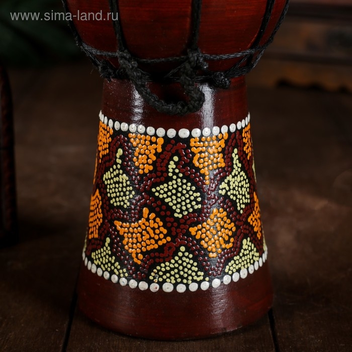 Сувенирный музыкальный инструмент "Барабан Джембе Разноцветный" 13x13x24 см, МИКС