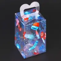 Коробка подарочная новогодняя складная ПВХ &laquo;С Праздником!&raquo; 6&times;6&times;10 см
