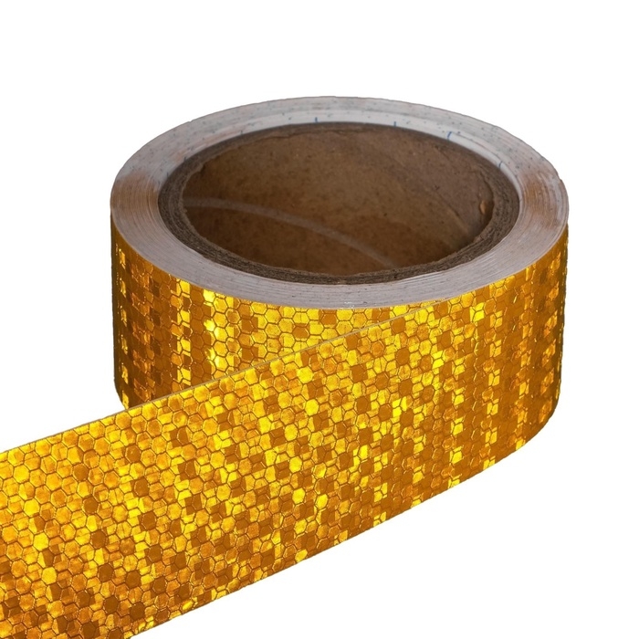 Светоотражающая лента, самоклеящаяся, желтая, 5 см &times; 10 м