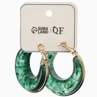 Серьги-кольца акрил "Тренд", цвет изумрудный в золоте