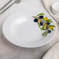 Тарелка глубокая &laquo;Оливки&raquo;, 225 мл, d=20 см, цвет белый, рисунок микс, фарфор