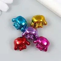 Бусина для творчества пластик "Зайчик глянцевый металлик" МИКС 2,1х1,6х1,3 см