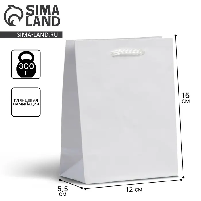 Пакет подарочный ламинированный, упаковка, &laquo;Белый&raquo;, S 12 х 15 х 5.5 см