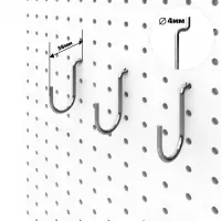 Крючок загнутый с зацепом на перфорированную ДСП панель, d=4 мм, 6&times;2&times;3,6 см, цвет хром