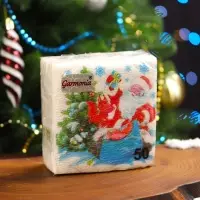 Салфетки новогодние бумажные Гармония цвета &laquo;Дед мороз&raquo; 1 слой, 24х24, 50 шт