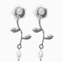 Серьги "Цветок розы", цвет белый в серебре