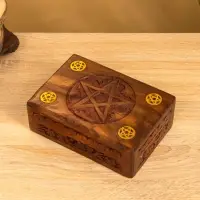 Шкатулка резная "Пента" 18х13х6 см, дерево шишам