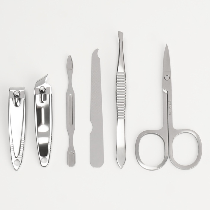 Набор маникюрный &laquo;Роспись&raquo;, 6 предметов, в футляре, красный, белый